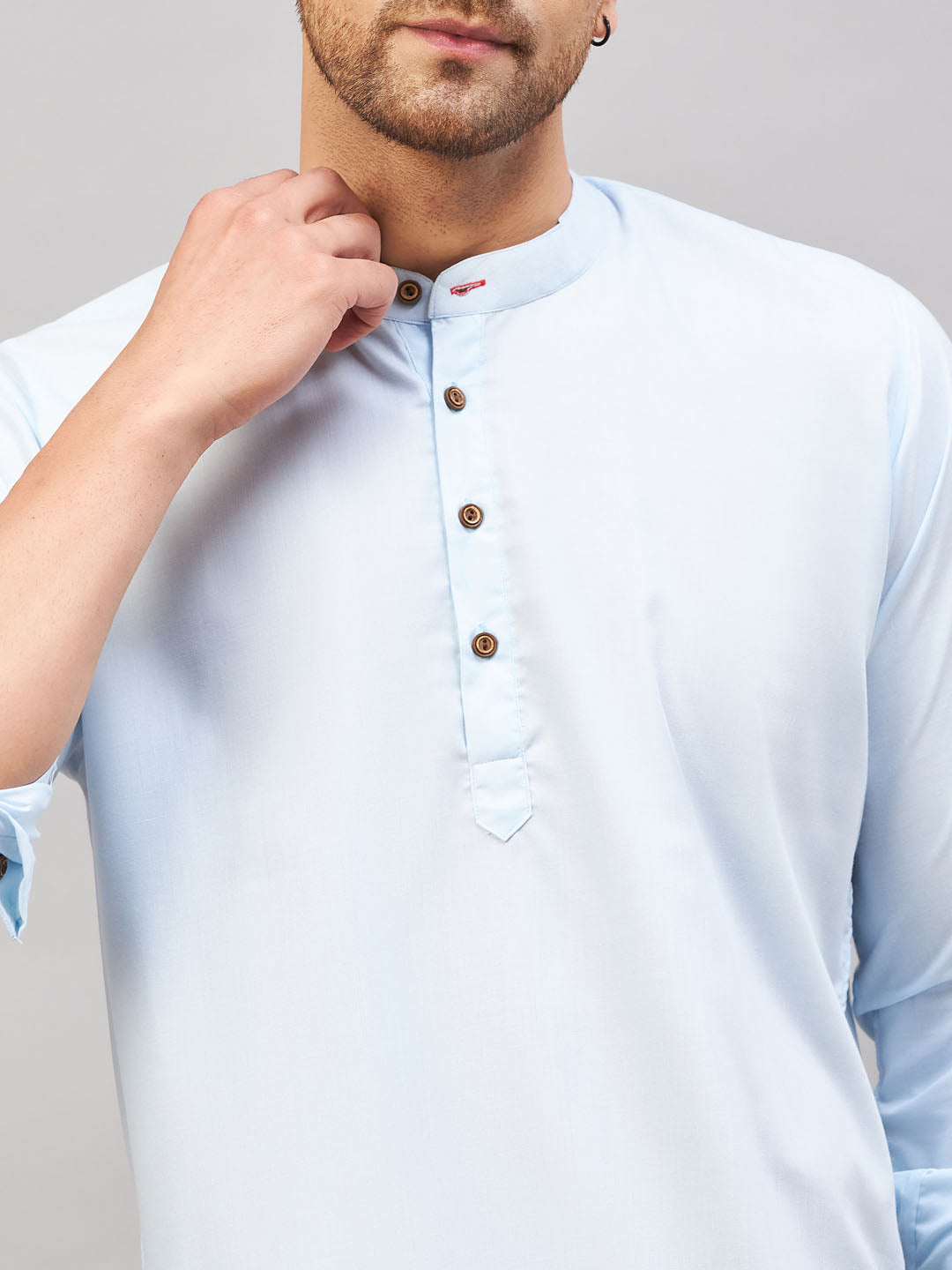 Men's Aqua Short Cotton Kurta