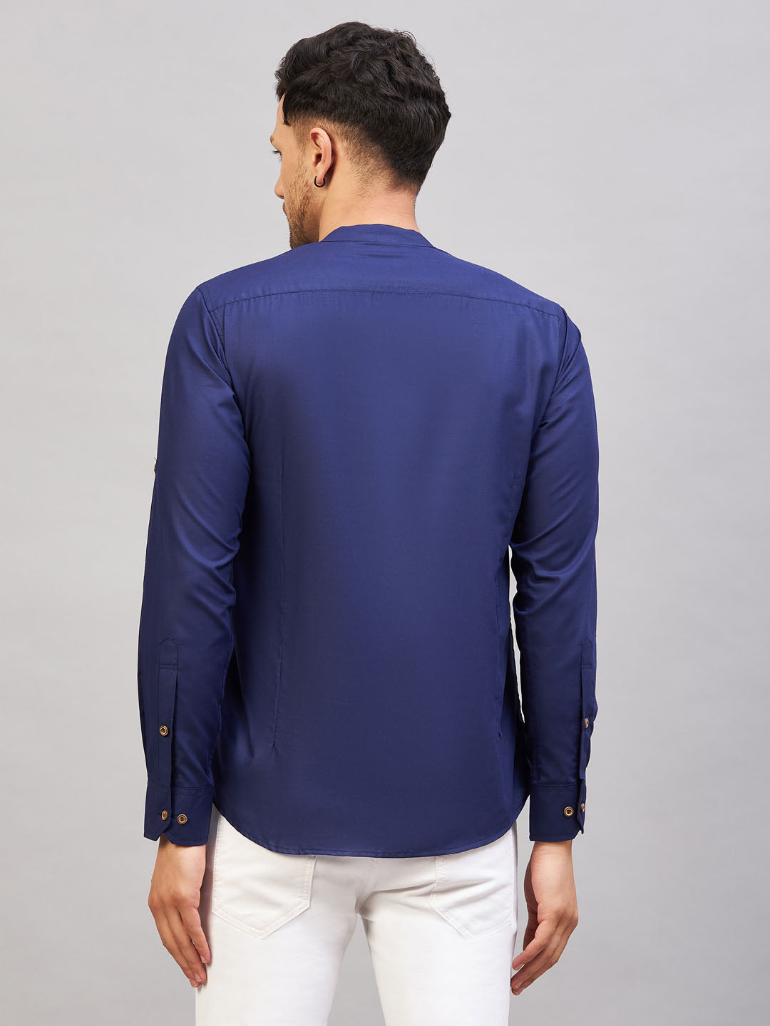 Men's Blue Short Cotton Kurta