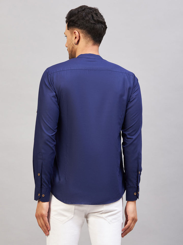 Men's Blue Short Cotton Kurta