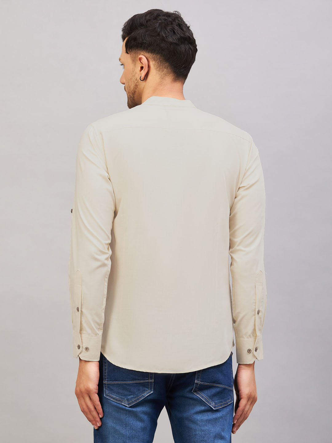 Men's Light Green Short Cotton Kurta