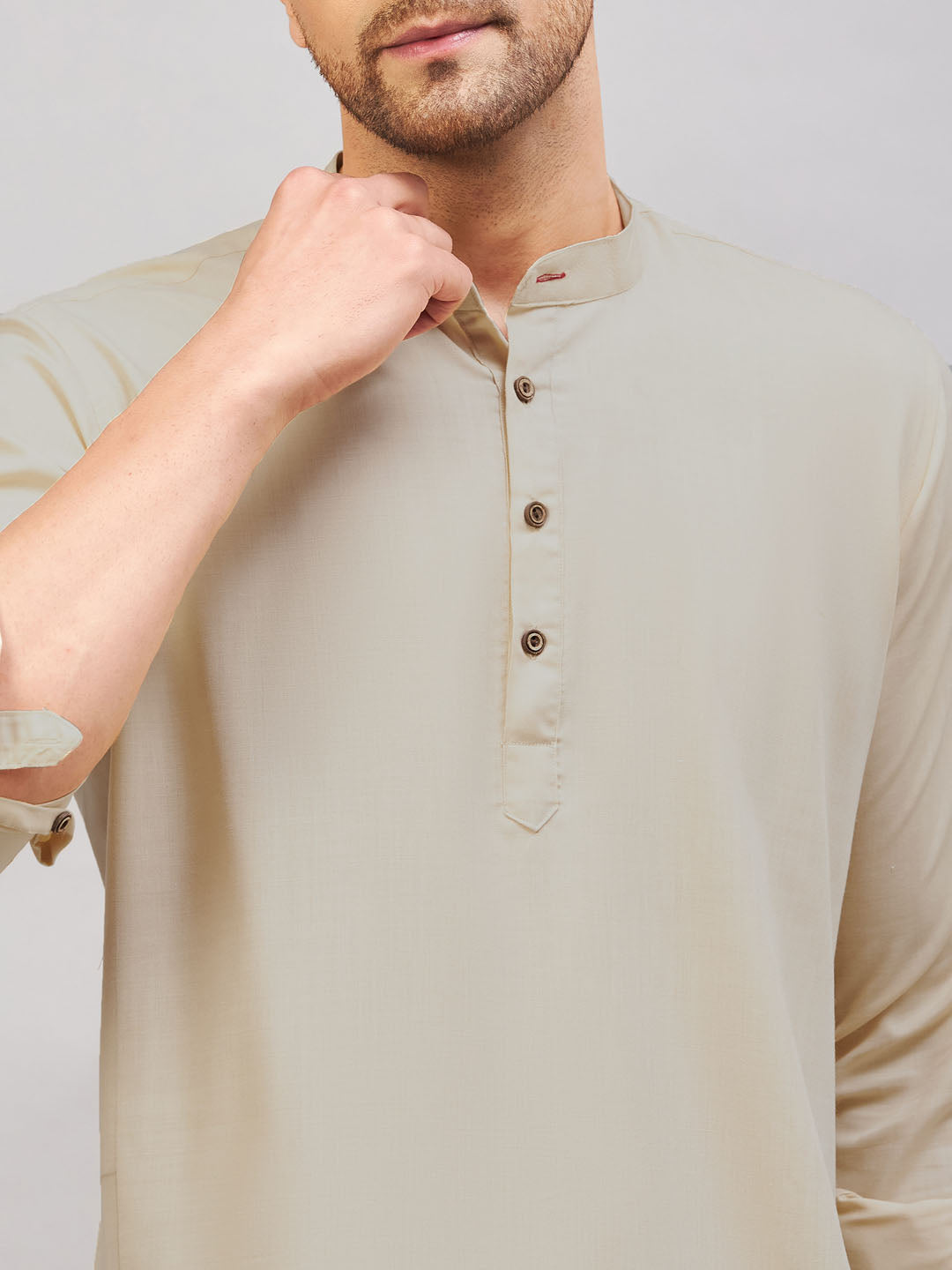 Men's Light Green Short Cotton Kurta