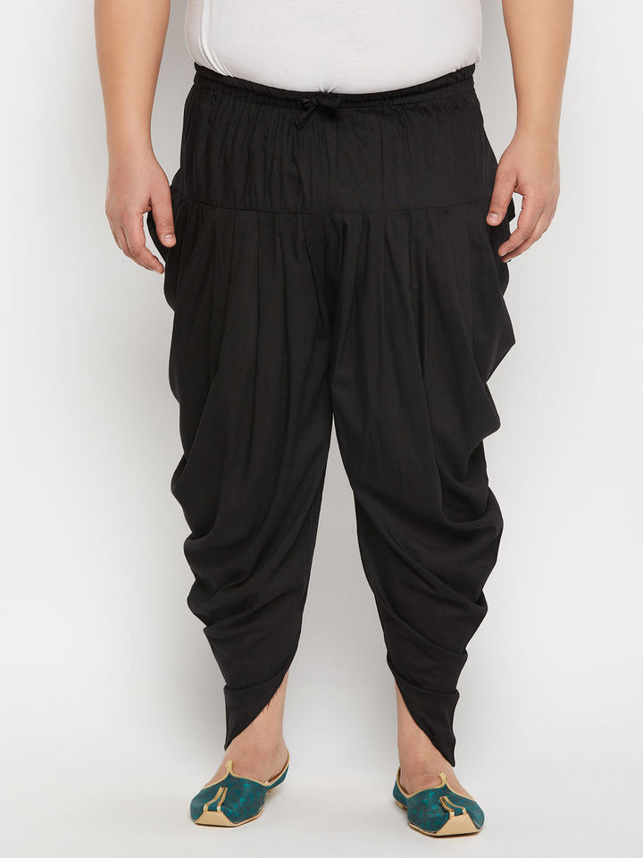 Men's Plus  Size Black Solid Cowl Dhoti Pant
