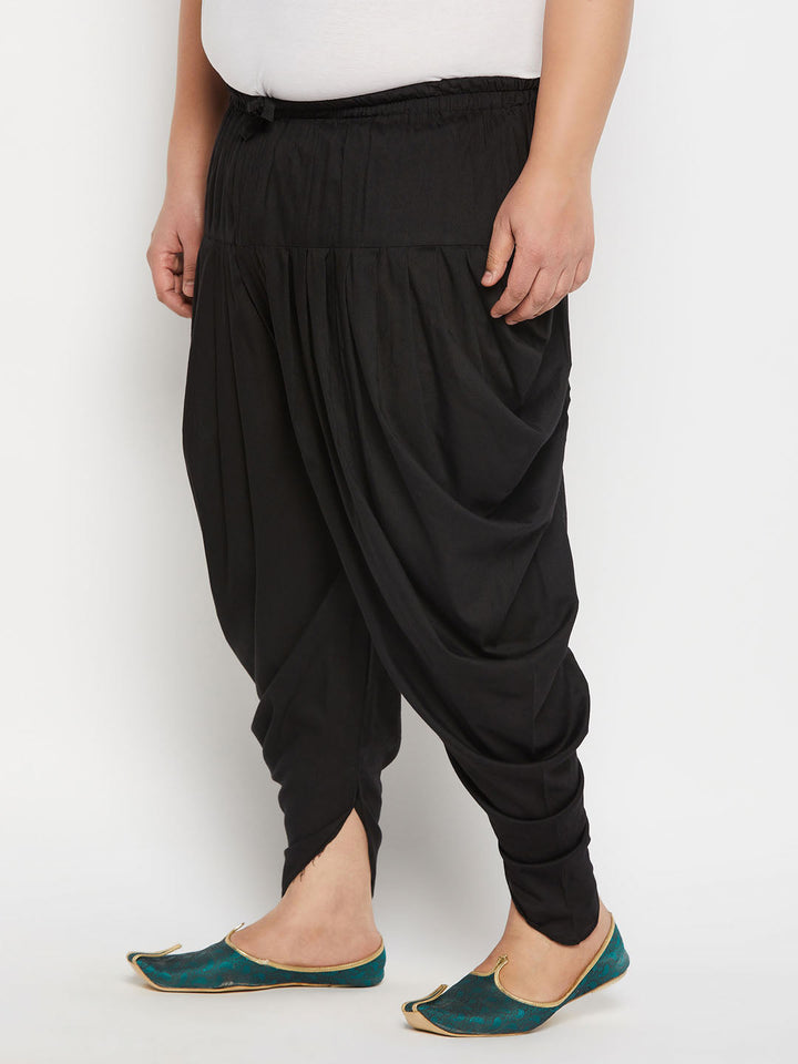 Men's Plus  Size Black Solid Cowl Dhoti Pant