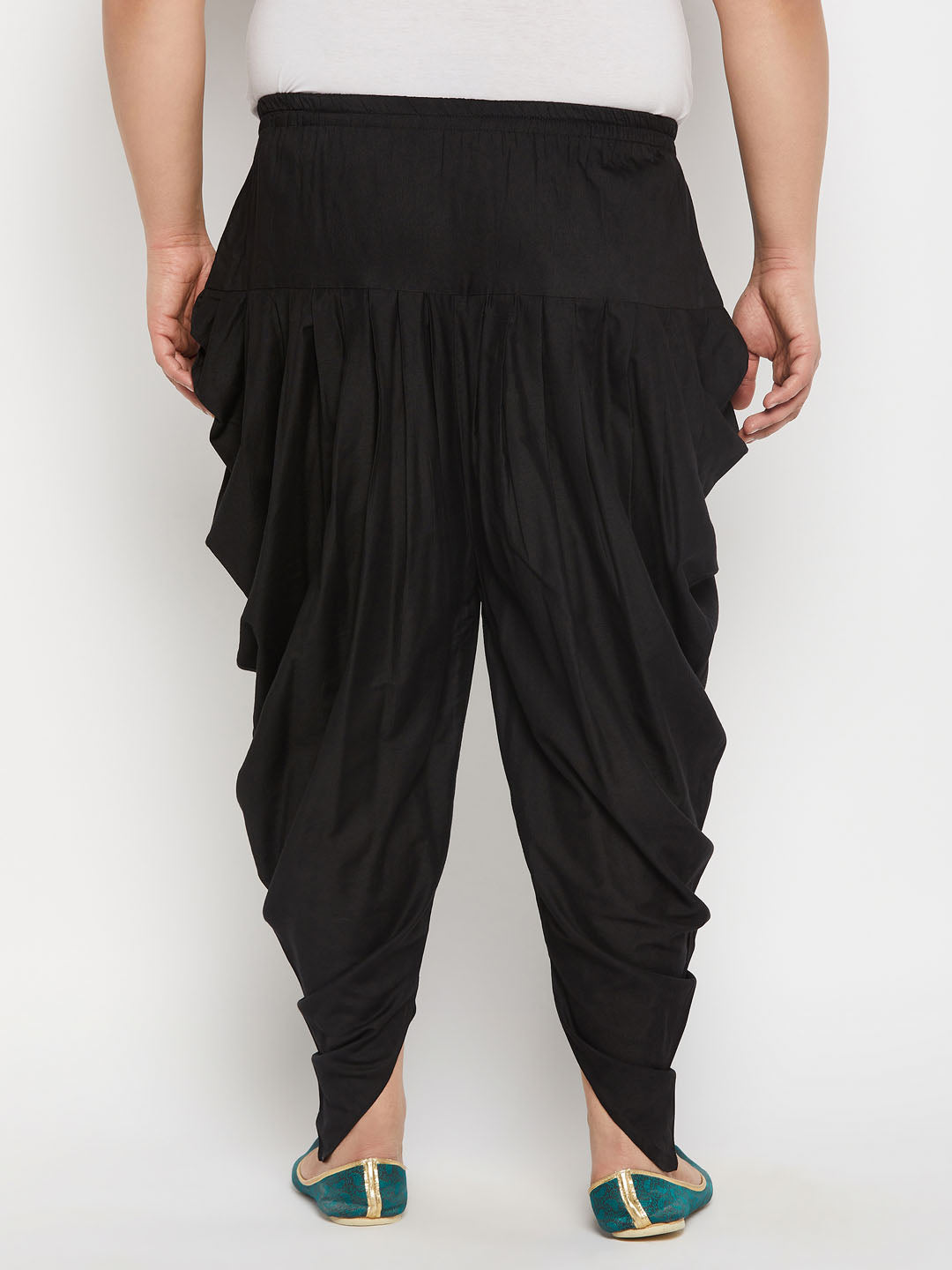 Men's Plus  Size Black Solid Cowl Dhoti Pant