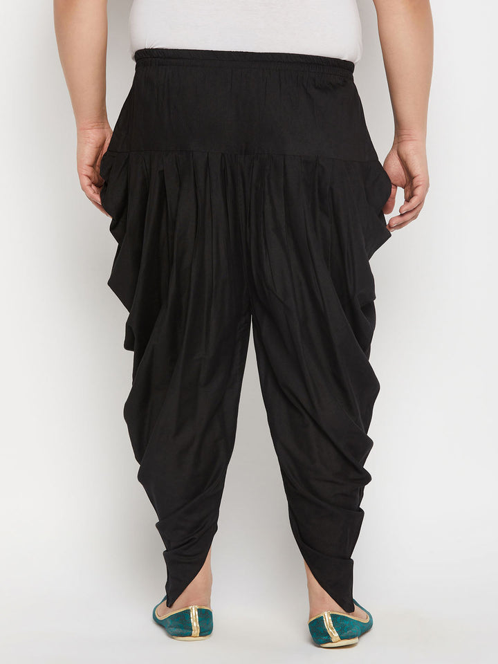 Men's Plus  Size Black Solid Cowl Dhoti Pant