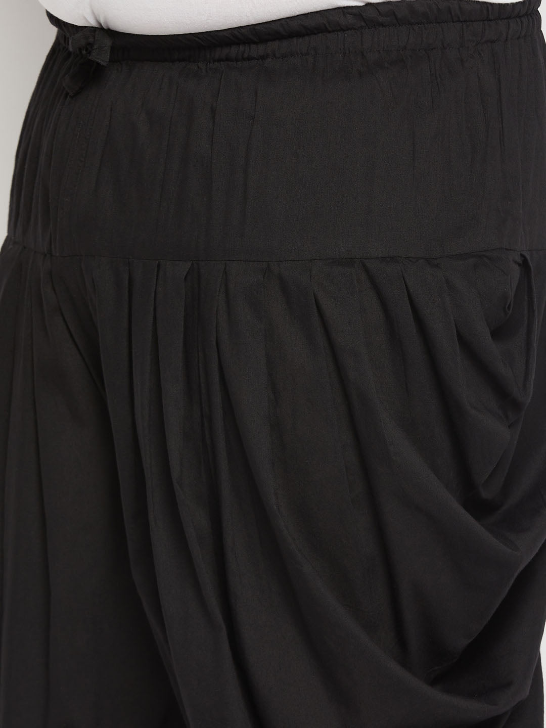 Men's Plus  Size Black Solid Cowl Dhoti Pant