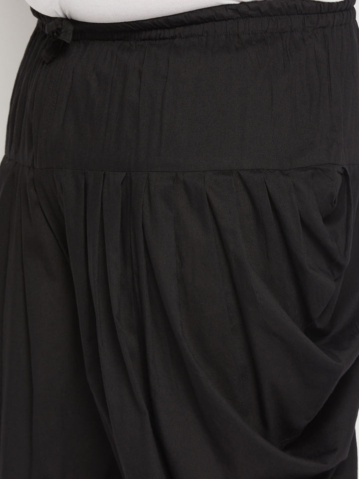 Men's Plus  Size Black Solid Cowl Dhoti Pant