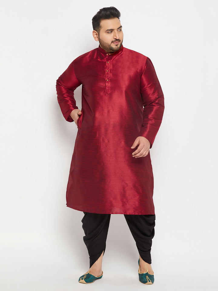 Men's Plus  Size Black Solid Cowl Dhoti Pant