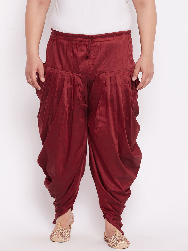 Men's Plus Size Maroon Solid Dhoti Pants
