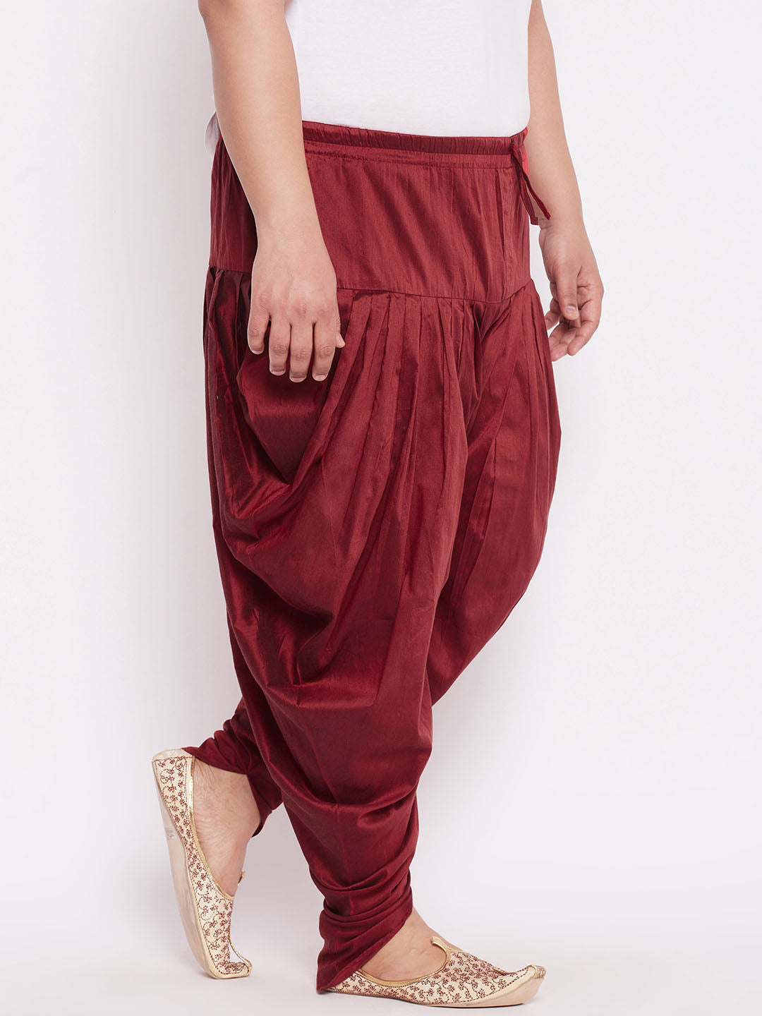 Men's Plus Size Maroon Solid Dhoti Pants
