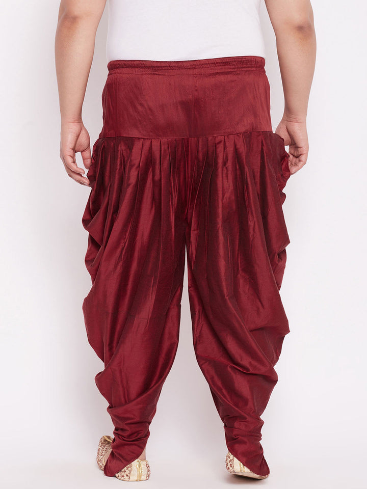 Men's Plus Size Maroon Solid Dhoti Pants
