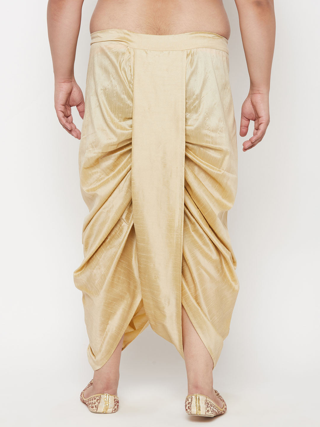 Men's Plus Size Gold Cotton Blend Solid Traditional Dhoti