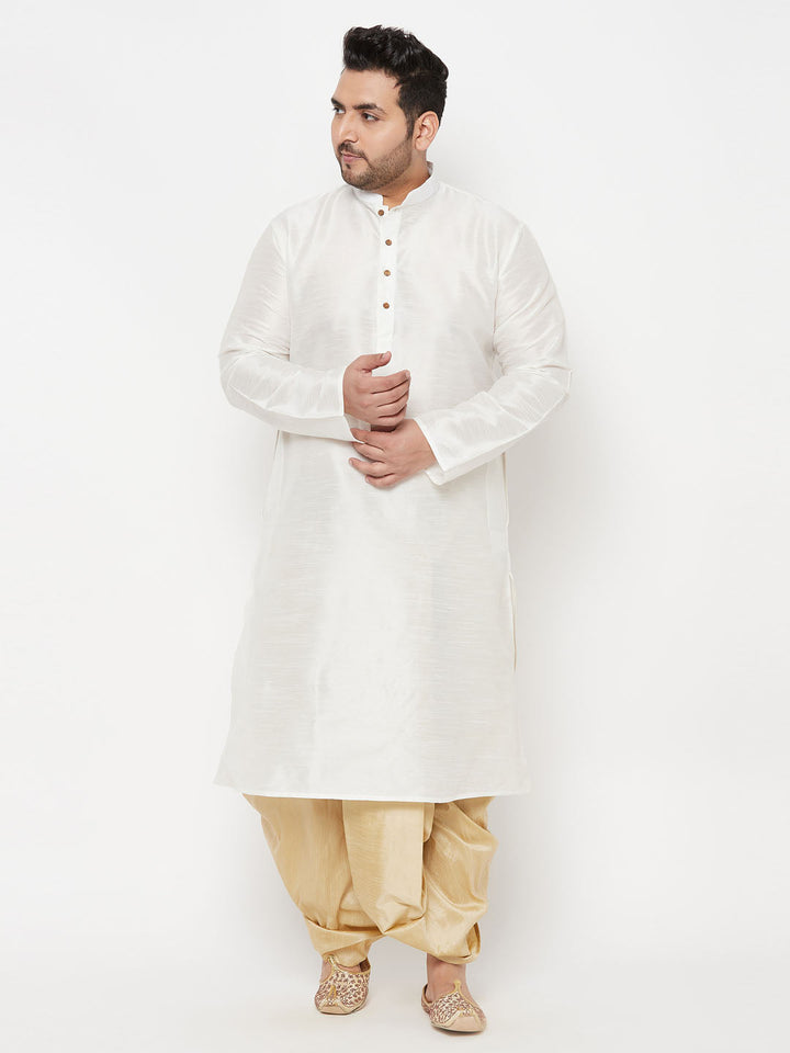 Men's Plus Size Gold Cotton Blend Solid Traditional Dhoti