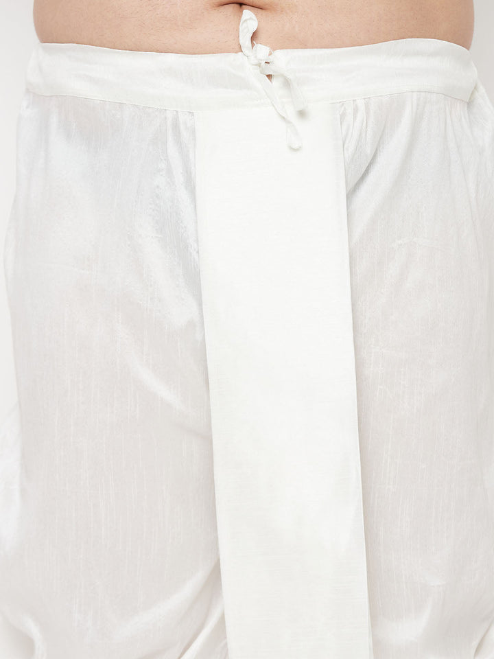 Men's Plus Size White Cotton Blend Solid Traditional Dhoti