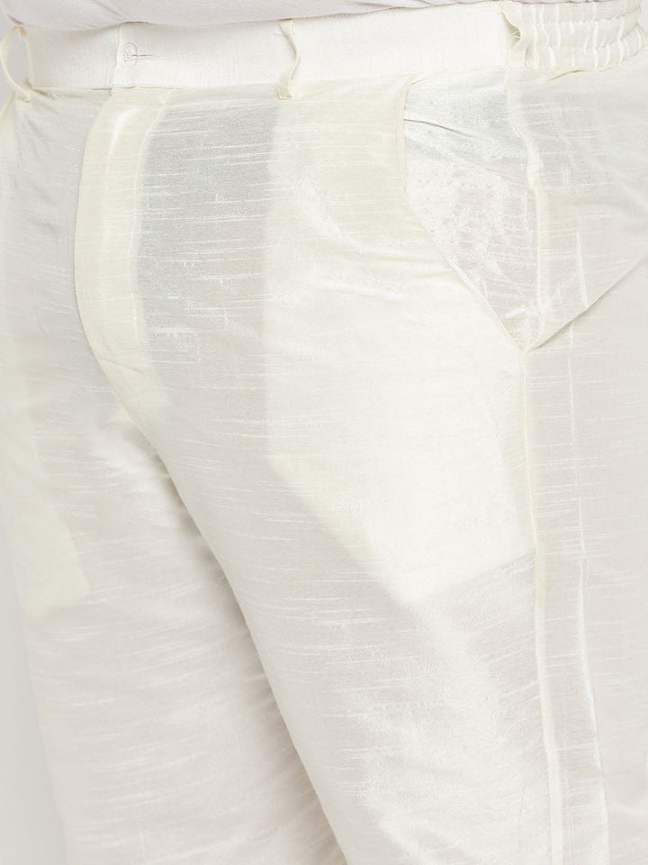 Plus Size Men's Gold Zari Weaved Kurta Pant Set