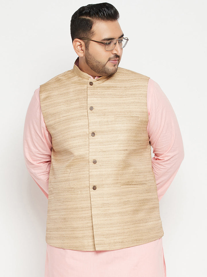 Men's Plus Size Beige Nehru Jacket