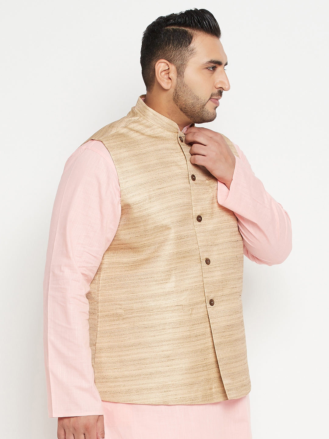 Men's Plus Size Beige Nehru Jacket