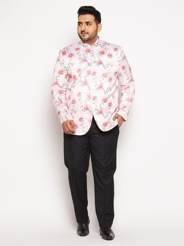 Plus Size Men's Peach Silk Blend Jodhpuri