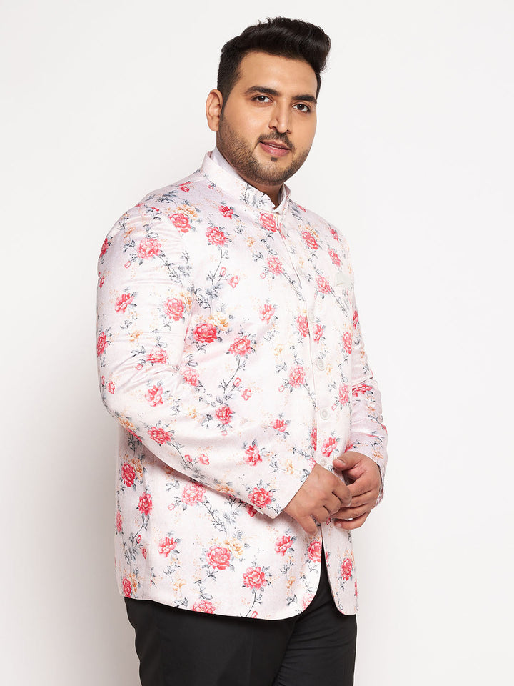 Plus Size Men's Peach Silk Blend Jodhpuri