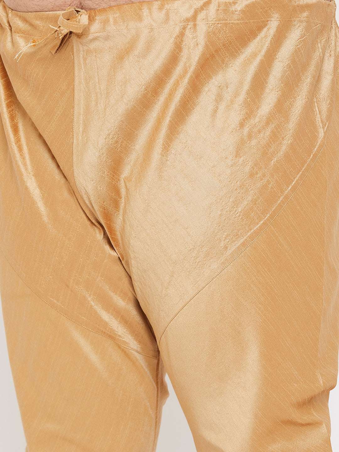 Men's Plus Size Black Silk Blend Kurta Pyjama Set