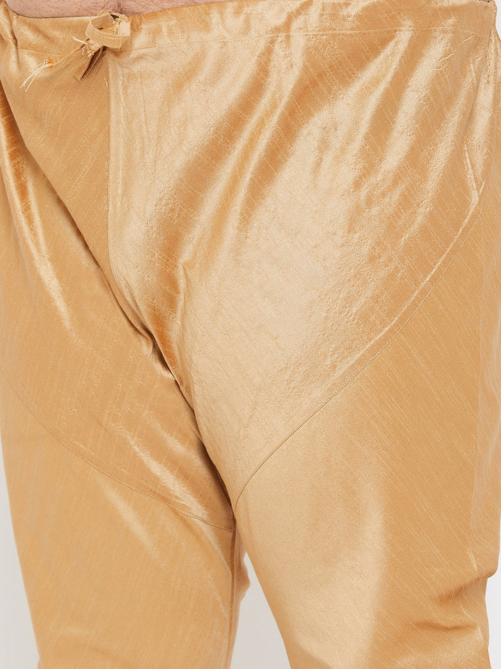 Men's Plus Size Black Silk Blend Kurta Pyjama Set