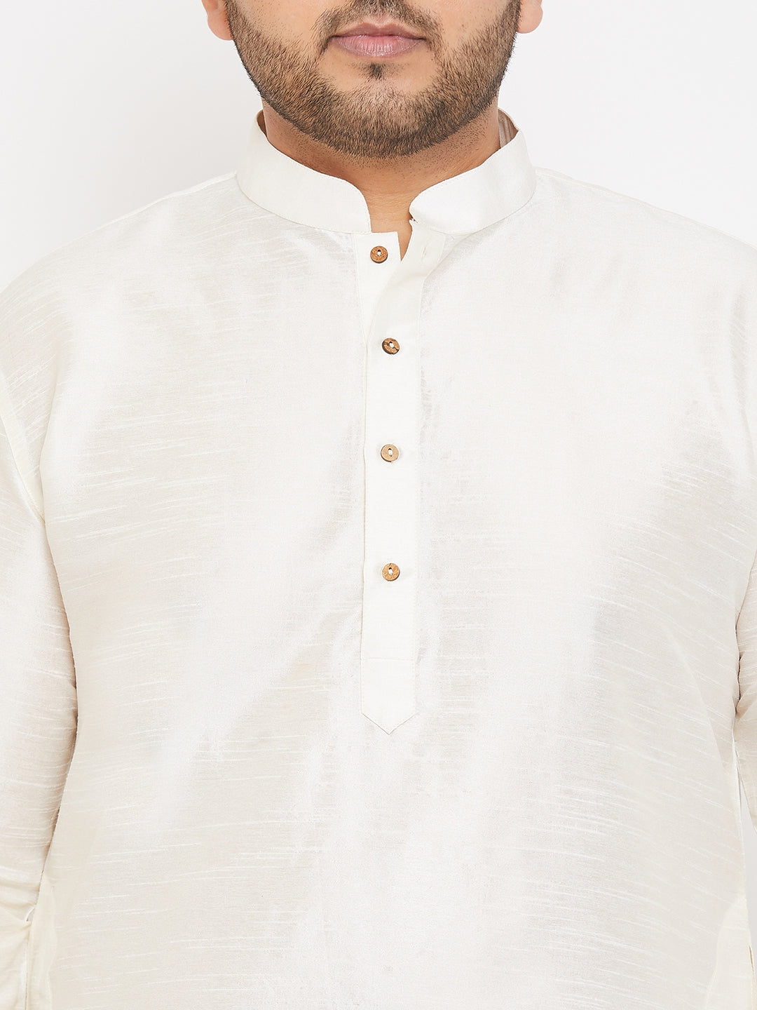 Men's Plus Size Cream Silk Blend Kurta