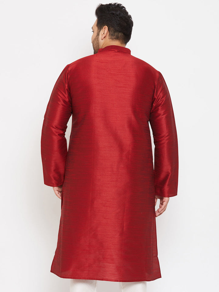 Men's Plus Size Maroon Silk Blend Kurta