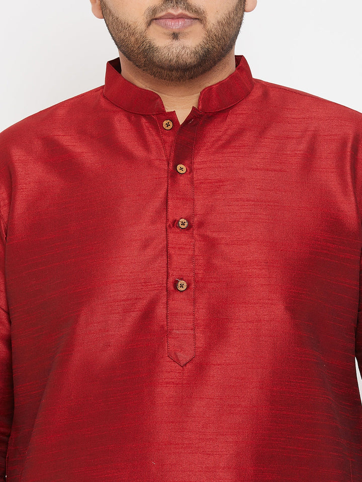 Men's Plus Size Maroon Silk Blend Kurta