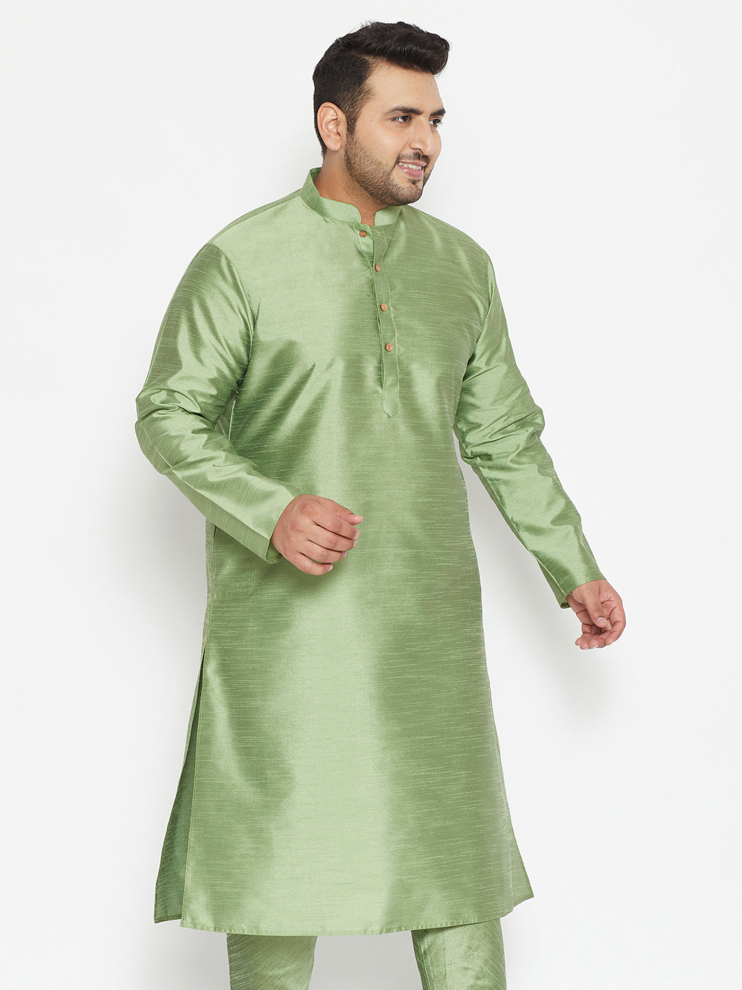 Men's Plus Size Mint Green Silk Blend Kurta