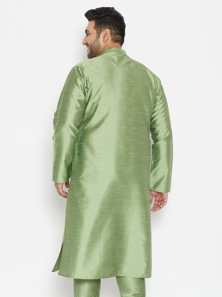 Men's Plus Size Mint Green Silk Blend Kurta