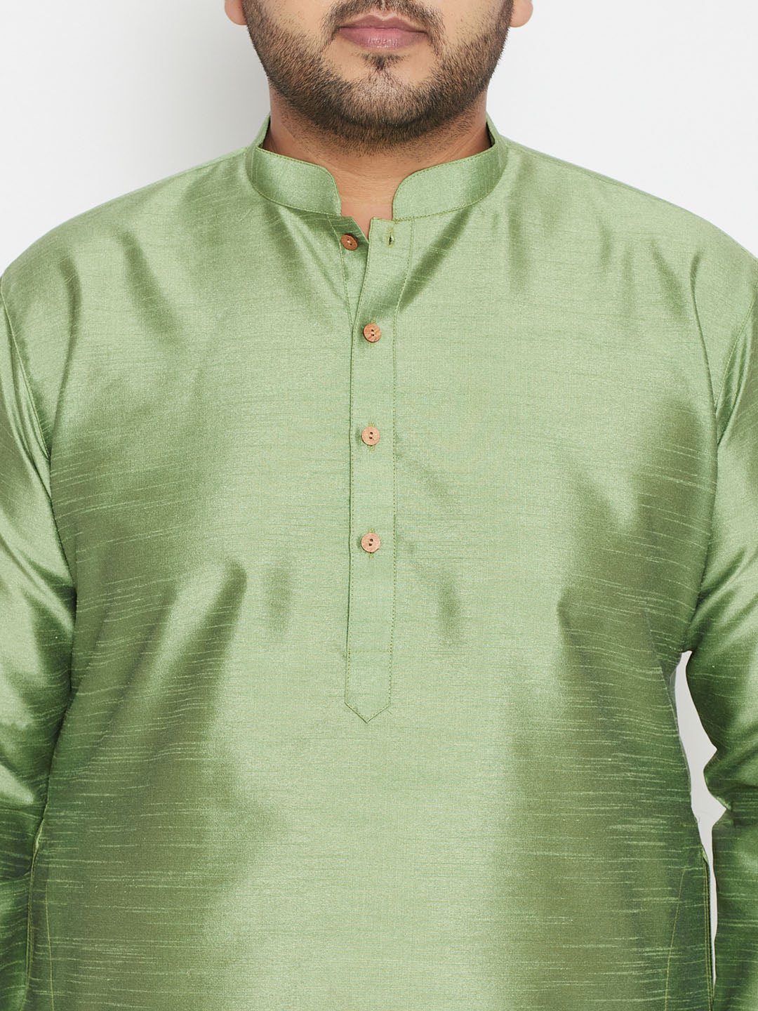 Men's Plus Size Mint Green Silk Blend Kurta