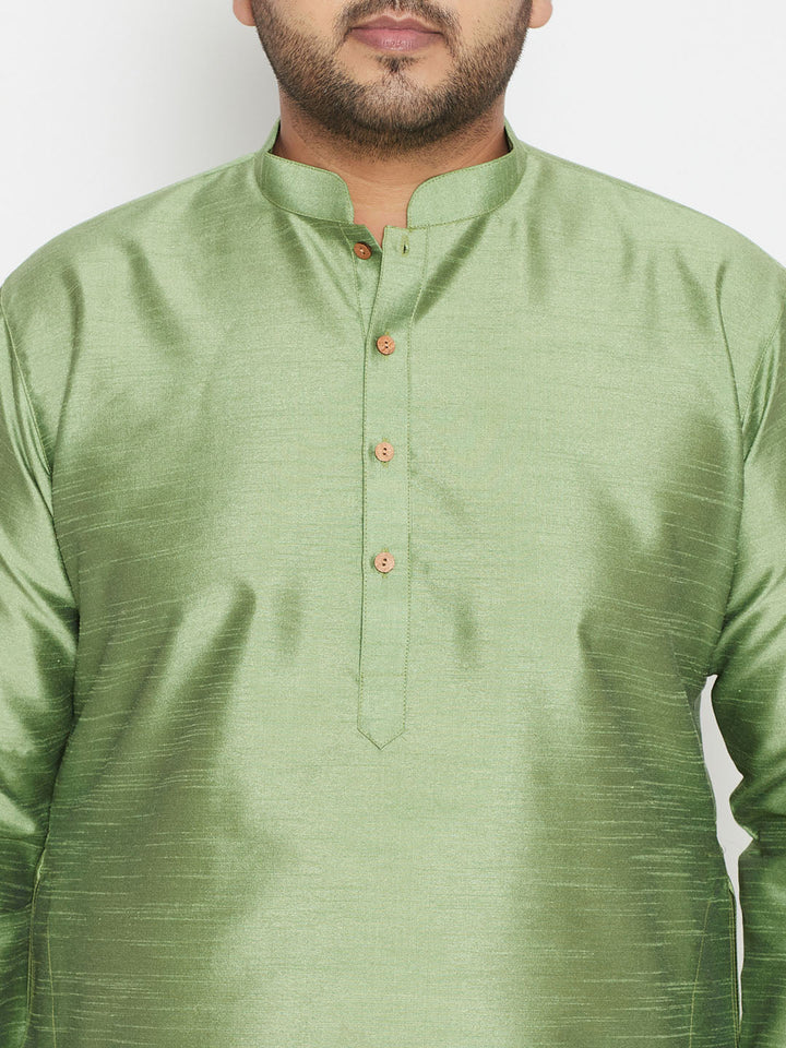 Men's Plus Size Mint Green Silk Blend Kurta
