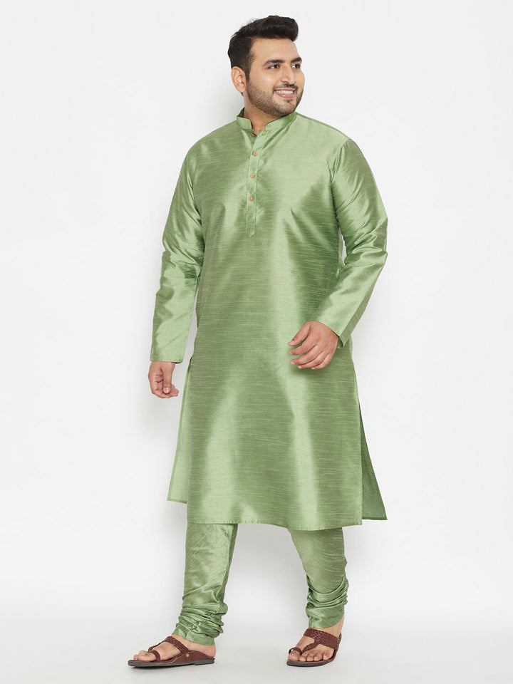 Men's Plus Size Mint Green Silk Blend Kurta
