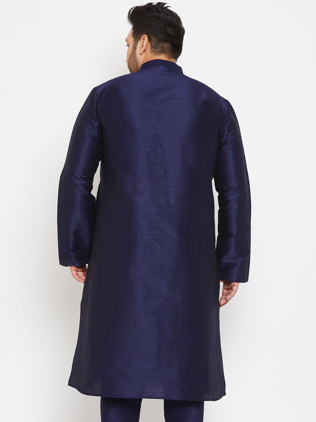 Men's Plus Size Navy Blue Silk Blend Kurta