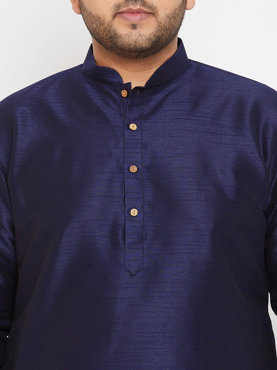 Men's Plus Size Navy Blue Silk Blend Kurta