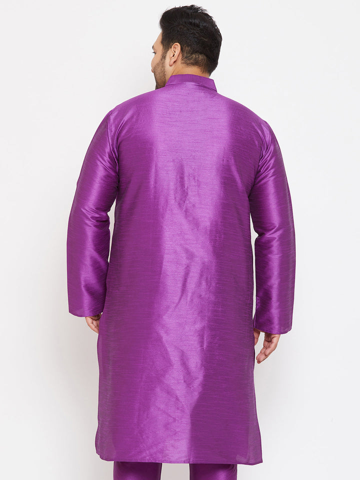 Men's Plus Size Purple Silk Blend Kurta