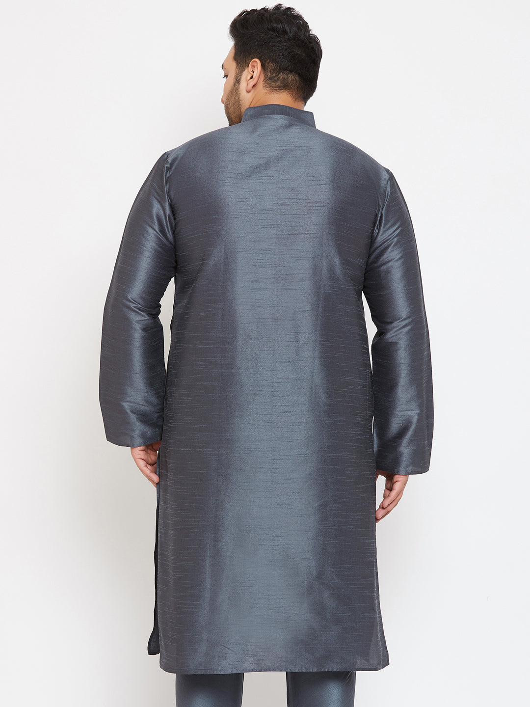 Men's Plus Size Grey Silk Blend Kurta