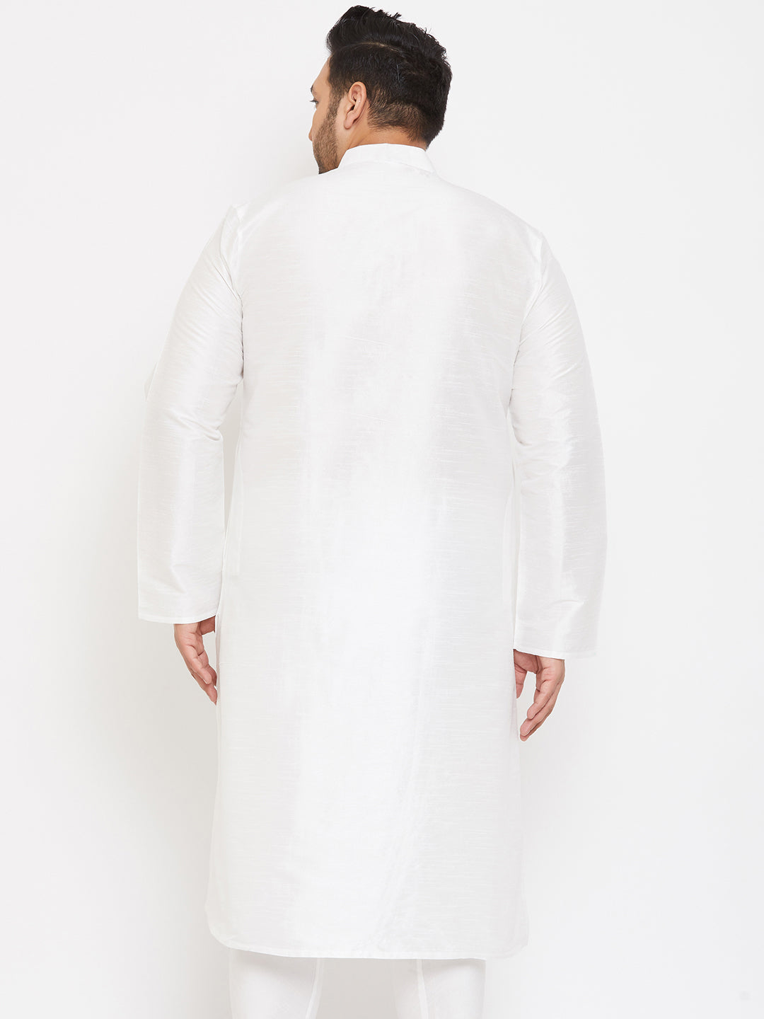 Men's Plus Size White Silk Blend Kurta