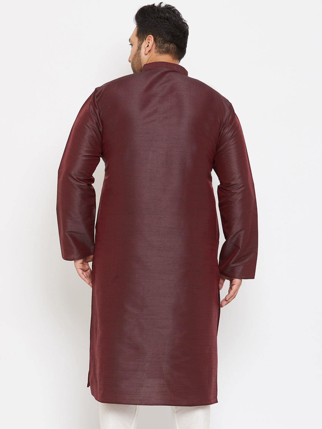 Men's Plus Size Wine Silk Blend Kurta
