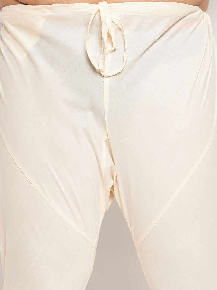 Plus Men's Yellow Silk Blend Kurta Pyjama Set