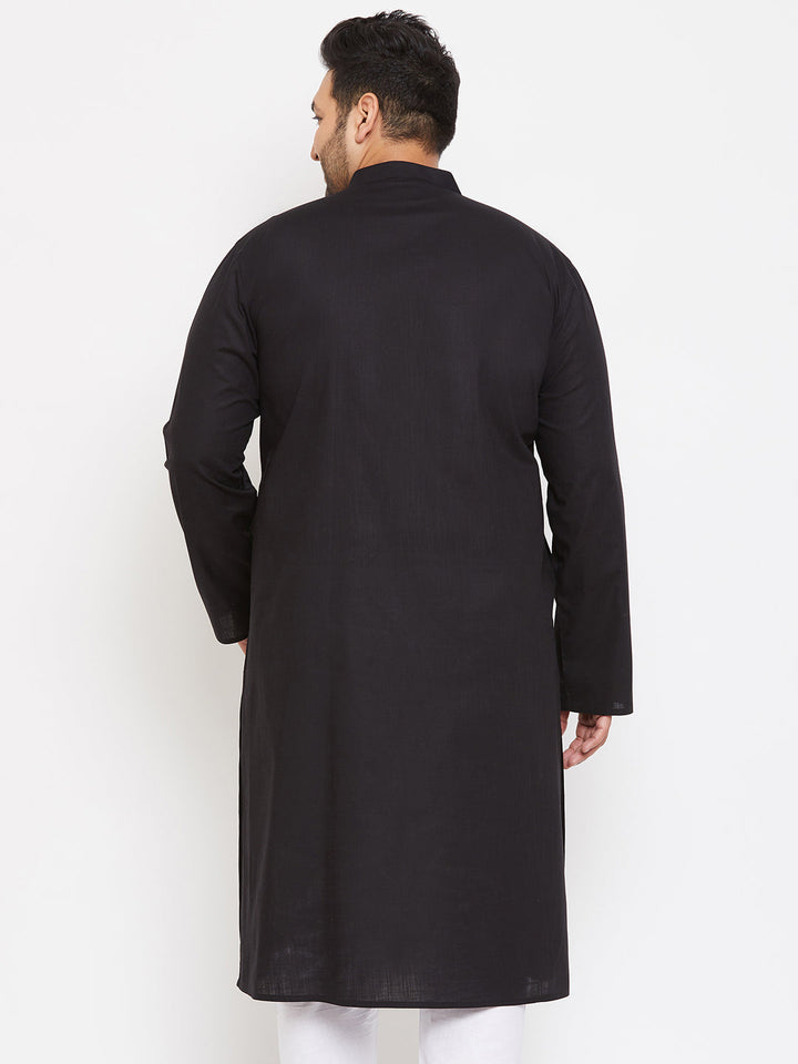 Men's Plus Size Black Cotton Kurta