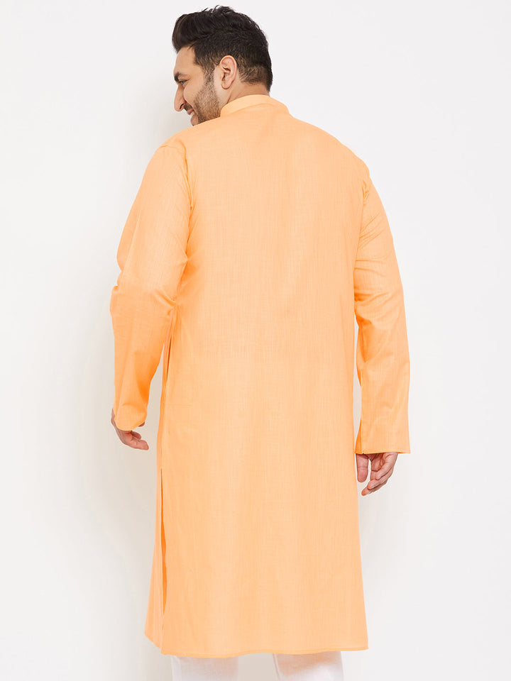 Men's Plus Size Peach Cotton Kurta