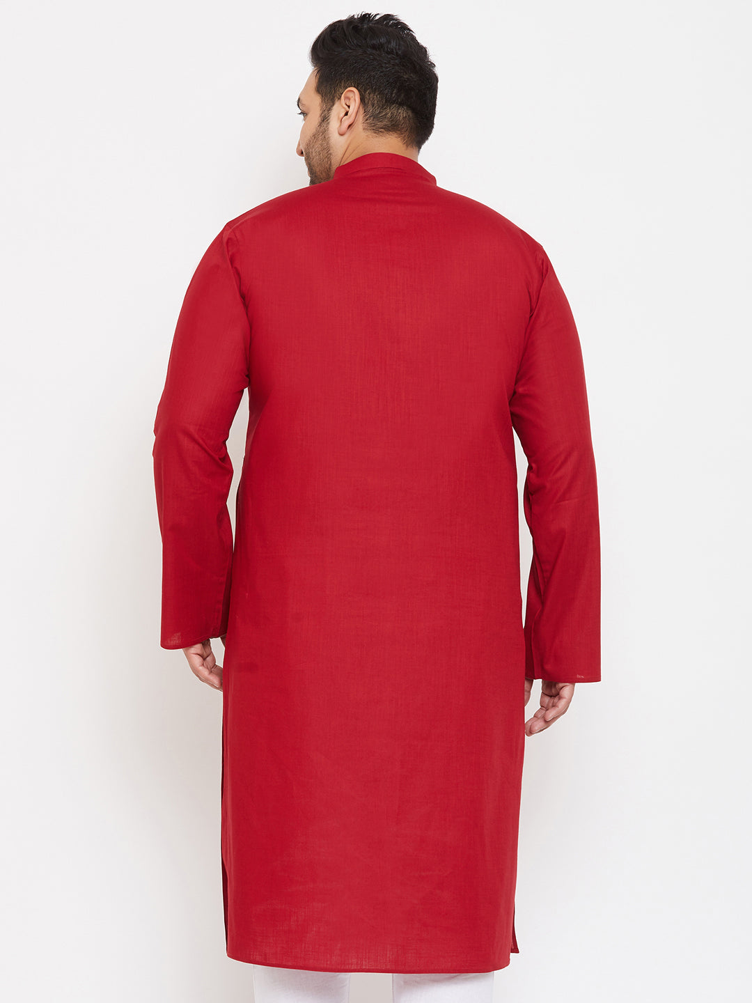 Men's Plus Size Maroon Cotton Kurta