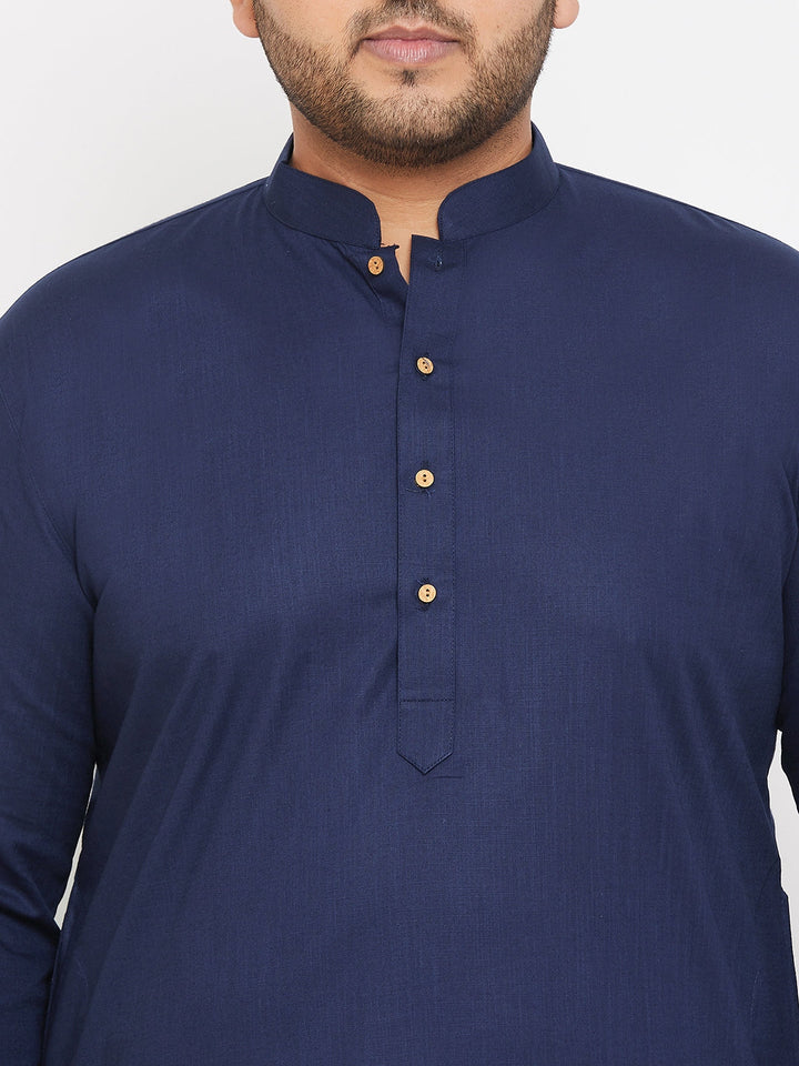 Men's Plus Size Navy Blue Cotton Kurta