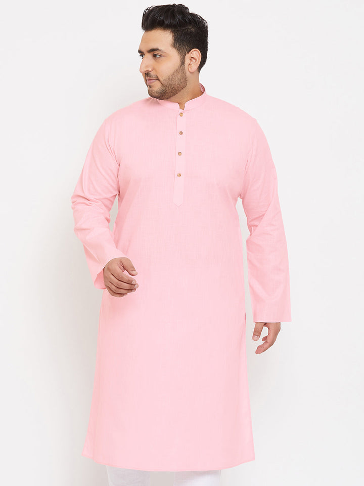 Men's Plus Size Pink Cotton Kurta