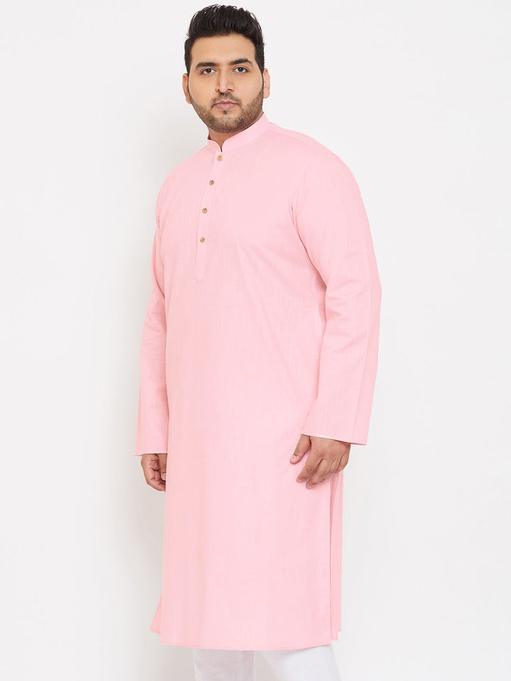 Men's Plus Size Pink Cotton Kurta
