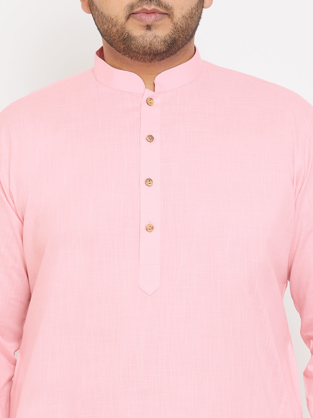Men's Plus Size Pink Cotton Kurta