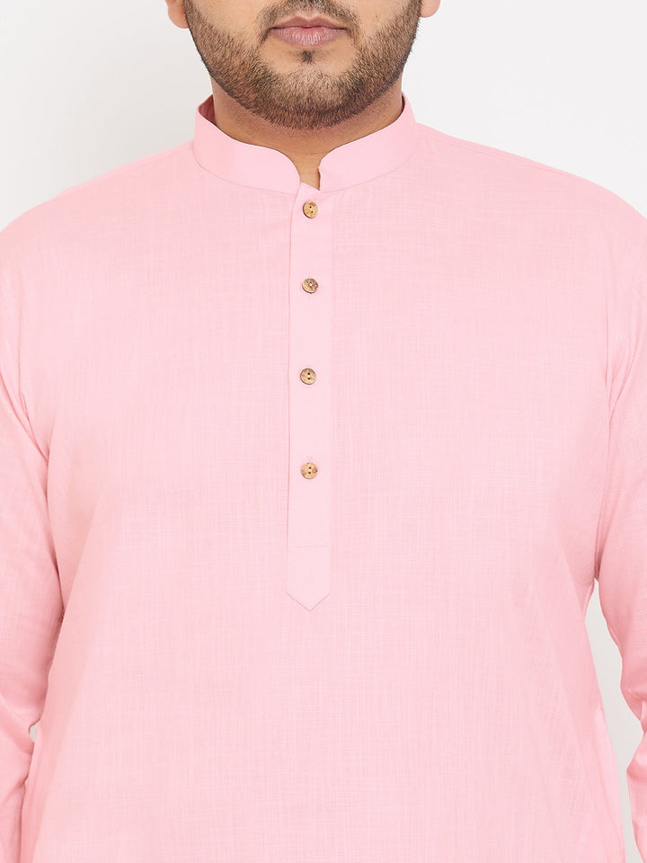 Men's Plus Size Pink Cotton Kurta