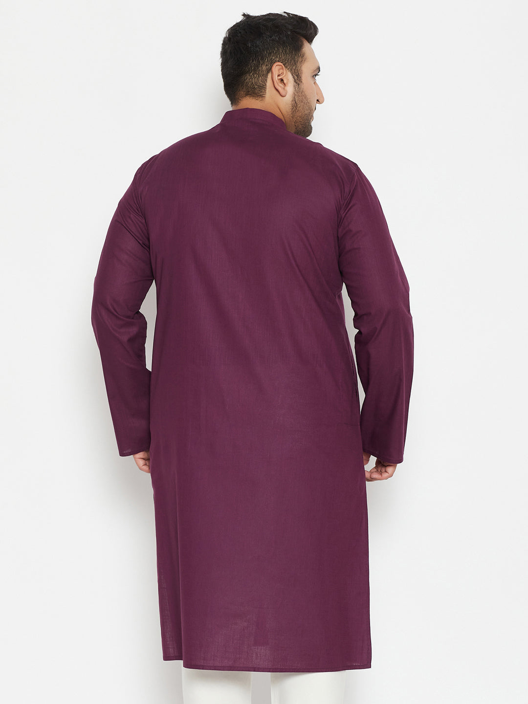 Men's Plus Size Purple Cotton Blend Kurta