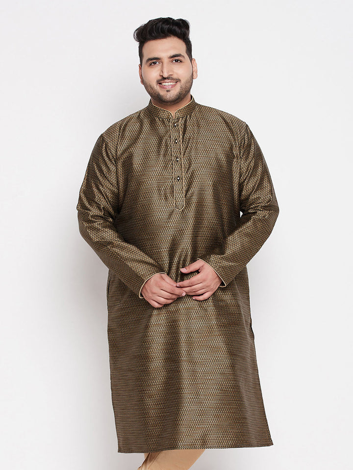 Men's Plus Size Black Woven Kurta